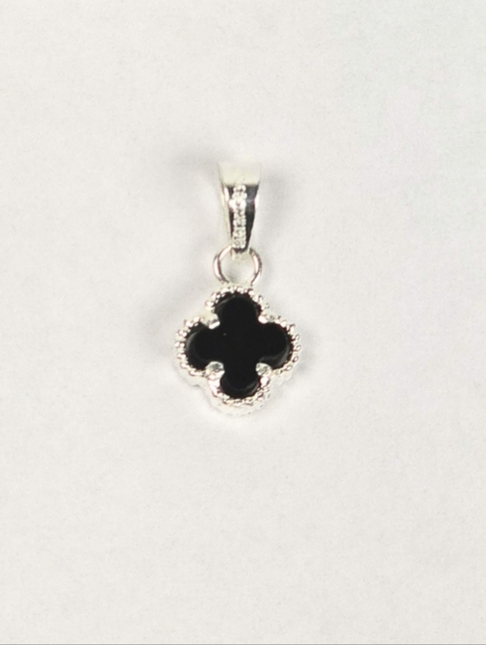 Van Clover Pendant 4-Leaf Black Onyx 925 Sterling Silver 13.5mm